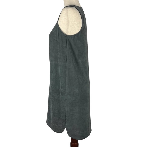 BEAR DANCE SLEEVELESS SCOOP NECK FAUX SUEDE TANK SHIFT DRESS GRAY MEDIUM EUC - Picture 4 of 13